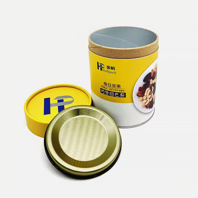 Personalize tubos de papel de grau alimentício com tampa de lata biodegradável para embalagens de nozes e café de chá