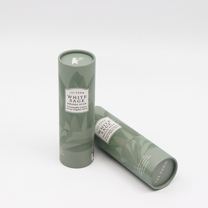 Tubo de papel feito sob encomenda amigável da caixa do cilindro do cartão da embalagem da beleza de Eco que empacota para a vara aromática do borrão do sábio da planta