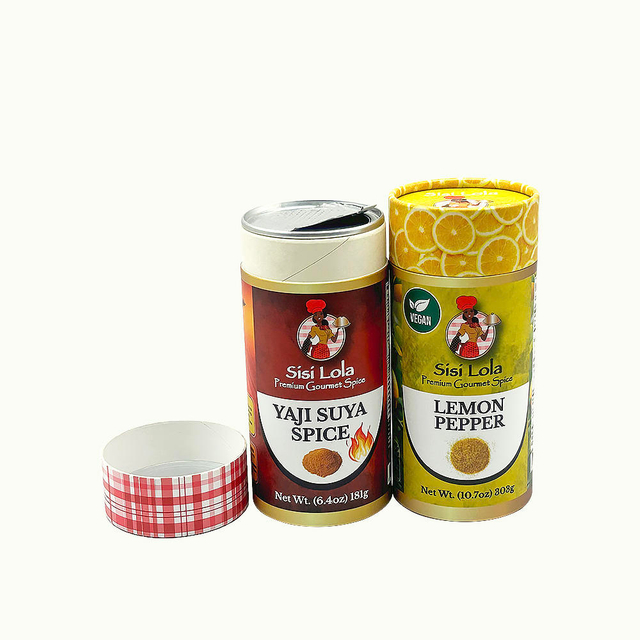 Personalize a caixa de cilindro de papelão kraft biodegradável, tampa de rasgo fácil de produto comestível, tubos de papel de 3 camadas, embalagem de tempero