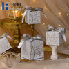 Caixa de presente pequena luxuosa dos doces do casamento caixa rígida do favor do brilho com laminação fosca da folha de ouro e manipulação de impressão de desaparecimento