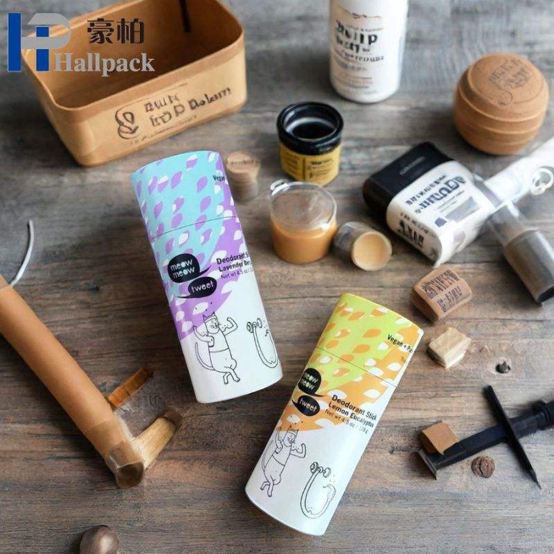 Design de marca personalizada papelão kraft biodegradável push up desodorante stick recipiente bálsamo labial tubo embalagem papel compostável