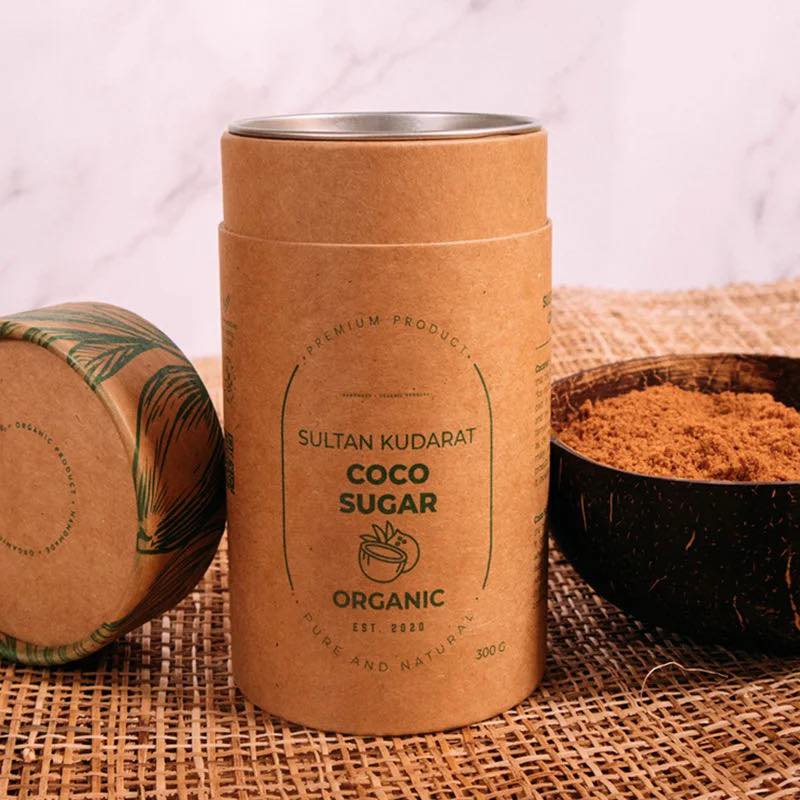 Embalagem de tubo de papel biodegradaável para tubo de embalagem de café com tampas