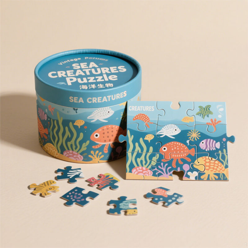Eco Friendly Kraft Cardboard Round Box Puzzles TUBE