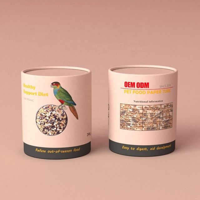 Tubo de papel de embalagem de alta capacidade personalizado com borda de rolo plano em formato de cilindro para alimentos para animais de estimação