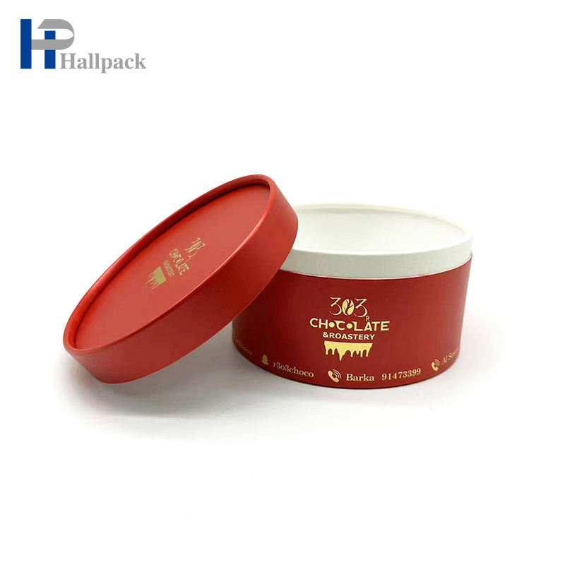 Embalagem de tubo de papel embalado em caixa de cilindro de papelão de produto comestível com design personalizado para bolo de chocolate e biscoito