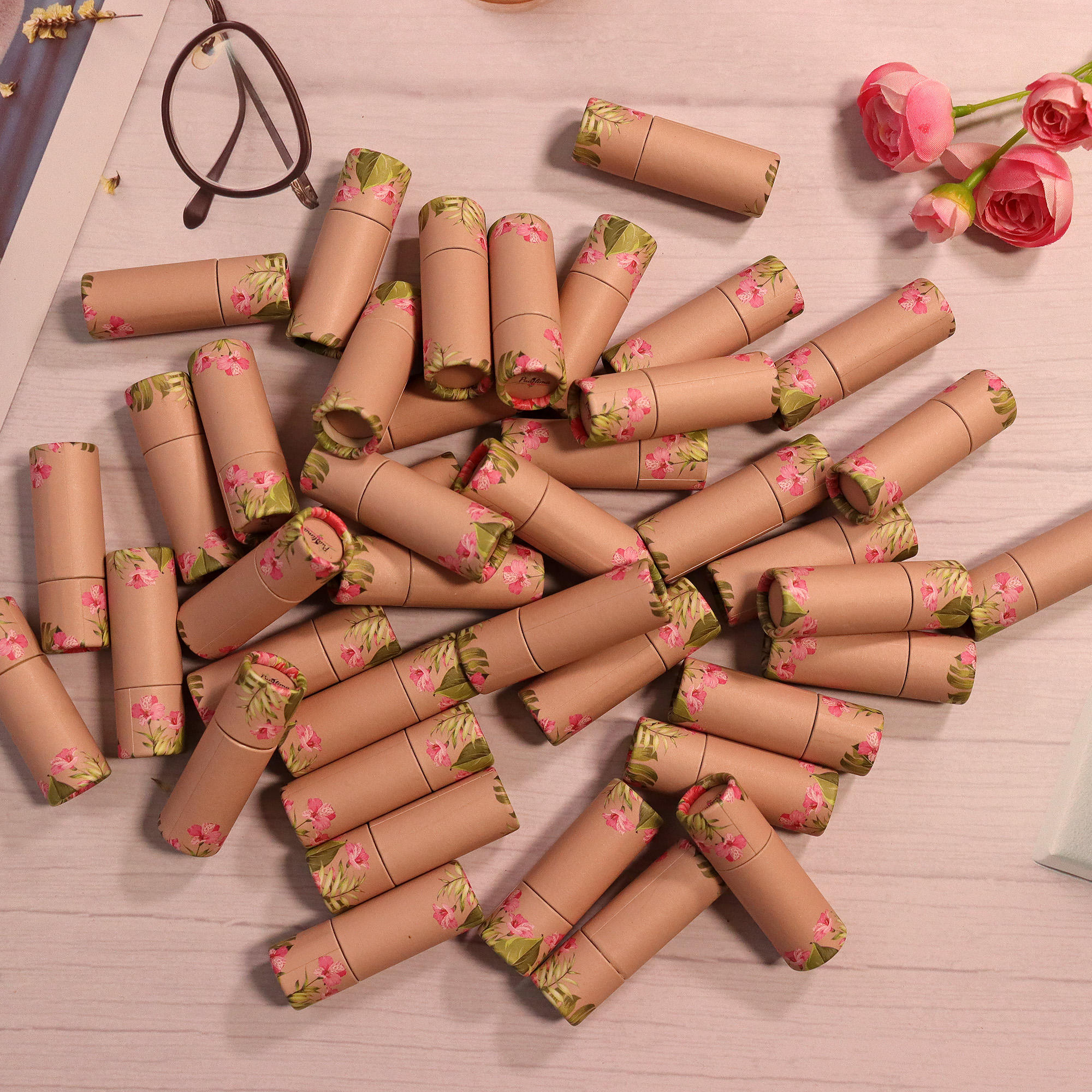 Embalagem de desodorante de recipiente de papelão biodegradável por atacado de 2 onças empurra para cima o tubo redondo de papel Kraft