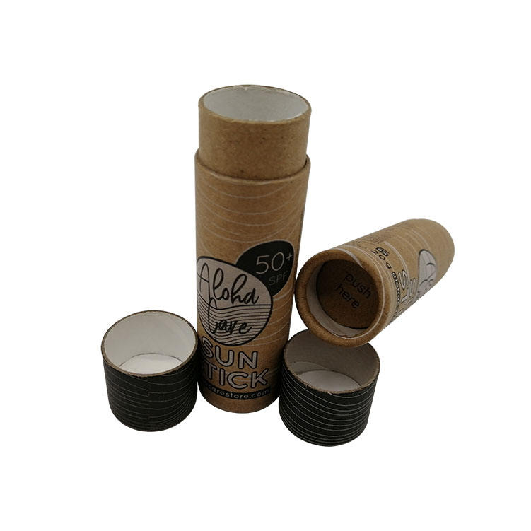 Barra de loção de papel reciclado de alta qualidade, 0,3 onças, 10ml, bálsamo labial, tubo push up, barra de loção, embalagem de papel