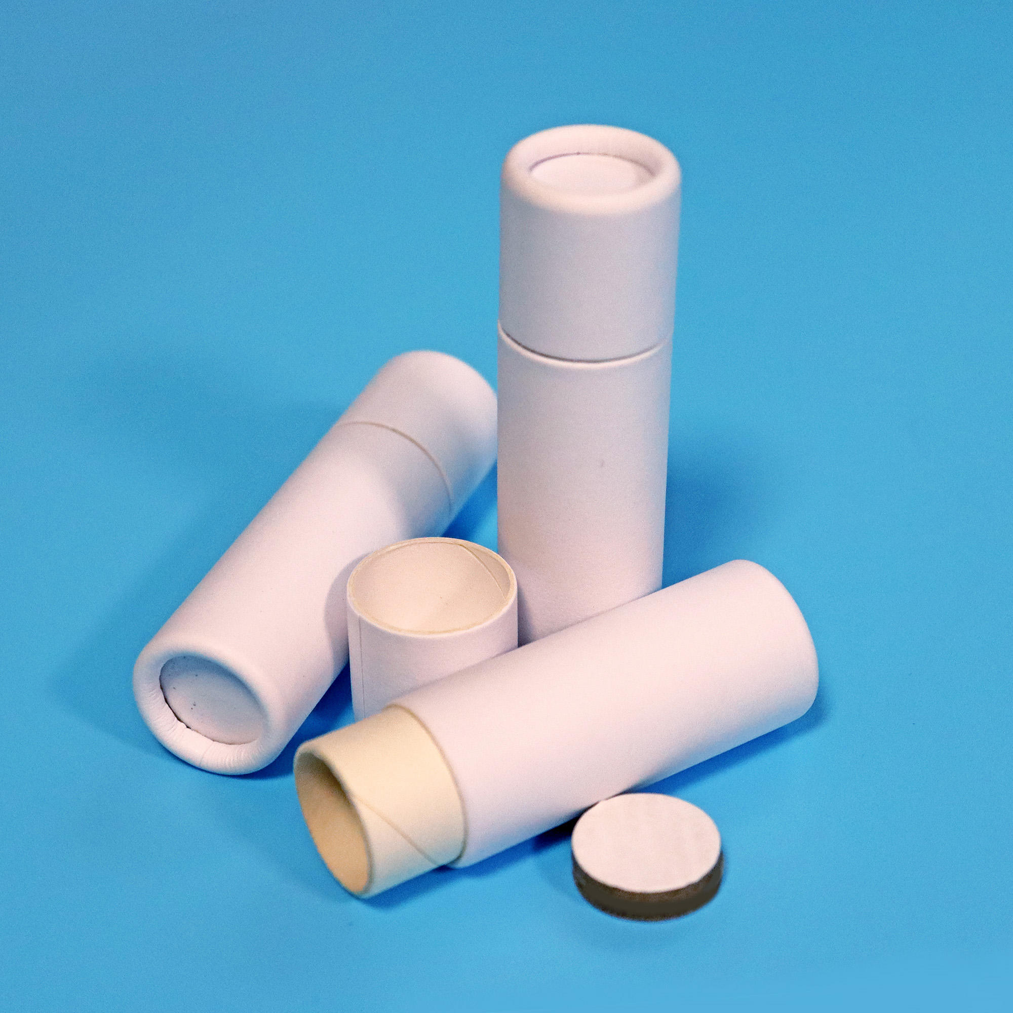 Conjunto de caixas organizadoras redondas e rígidas de papel reciclado, 10ml, para uso cosmético, alta qualidade, 0.3oz, branco, push-up, barra de loção, tubo de embalagem