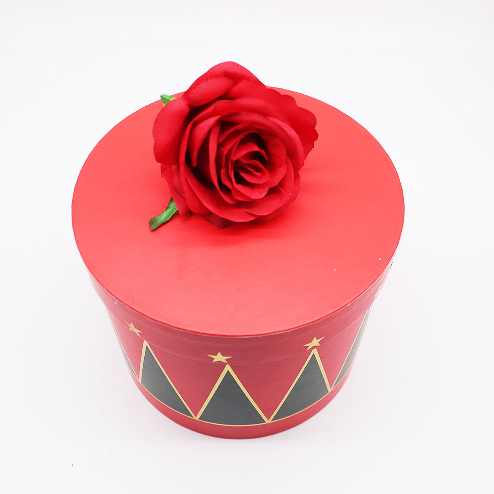 Conjunto para salvar o papelão de embalagem de presente vermelho do feriado pode ser personalizado embalagem de caixa de presente de flor de papel redondo biodegradável