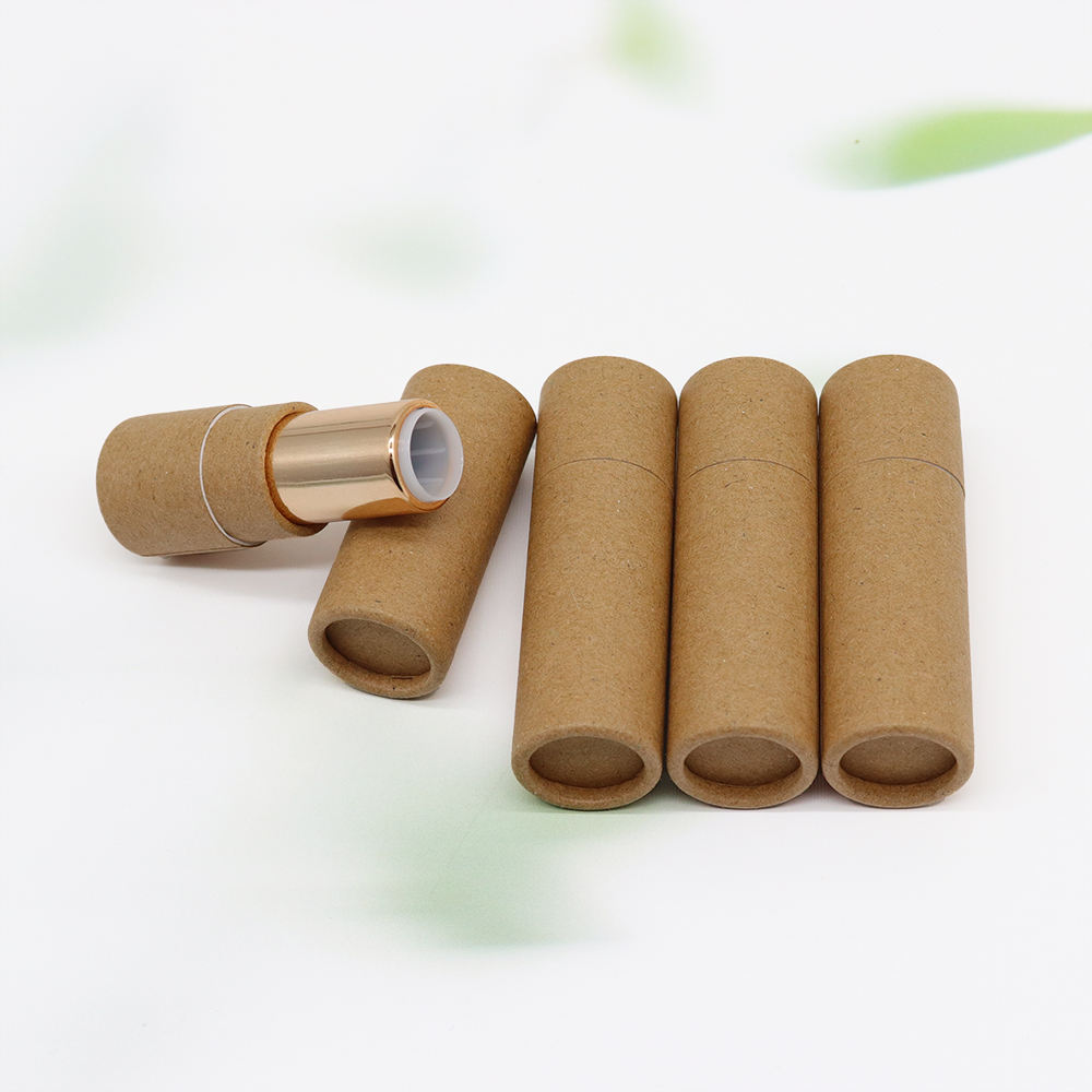 Tubo de batom de papel kraft biodegradável marca de embalagem projetada rotativa placa de papel kraft vela artesanato uso características logotipo impresso