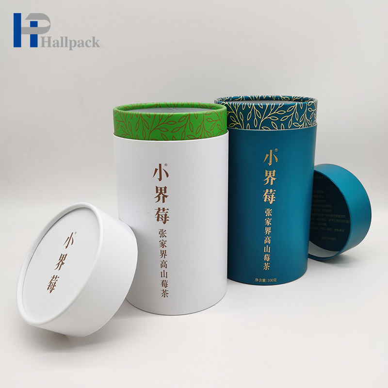 Cilindro biodegradável de impressão personalizada, papelão de papel para alimentos, sacos de vasilha de chá premium, embalagem de caixa de tubo para pacote de chá solto