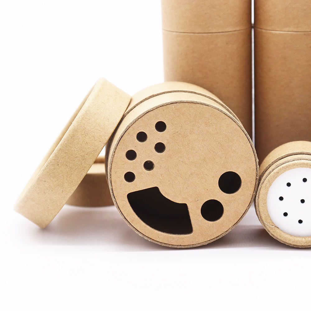 Tubo de cilindro redondo de papelão ecológico de papel Kraft personalizado com tubo de papel agitador superior Embalagem de pó para recipiente de sal e especiarias