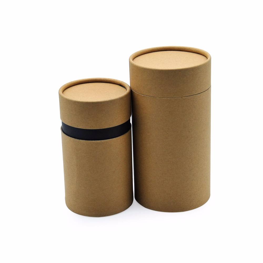 Caixa redonda impressa personalizada de venda quente de papelão cilíndrico reciclado marrom ecológico para embalagens de camisetas e artesanato