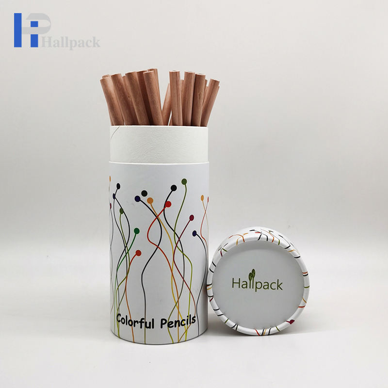 Caixa redonda criativa impressa personalizada biodegradável para embalagens baratas de tubos de papel Kraft para lápis