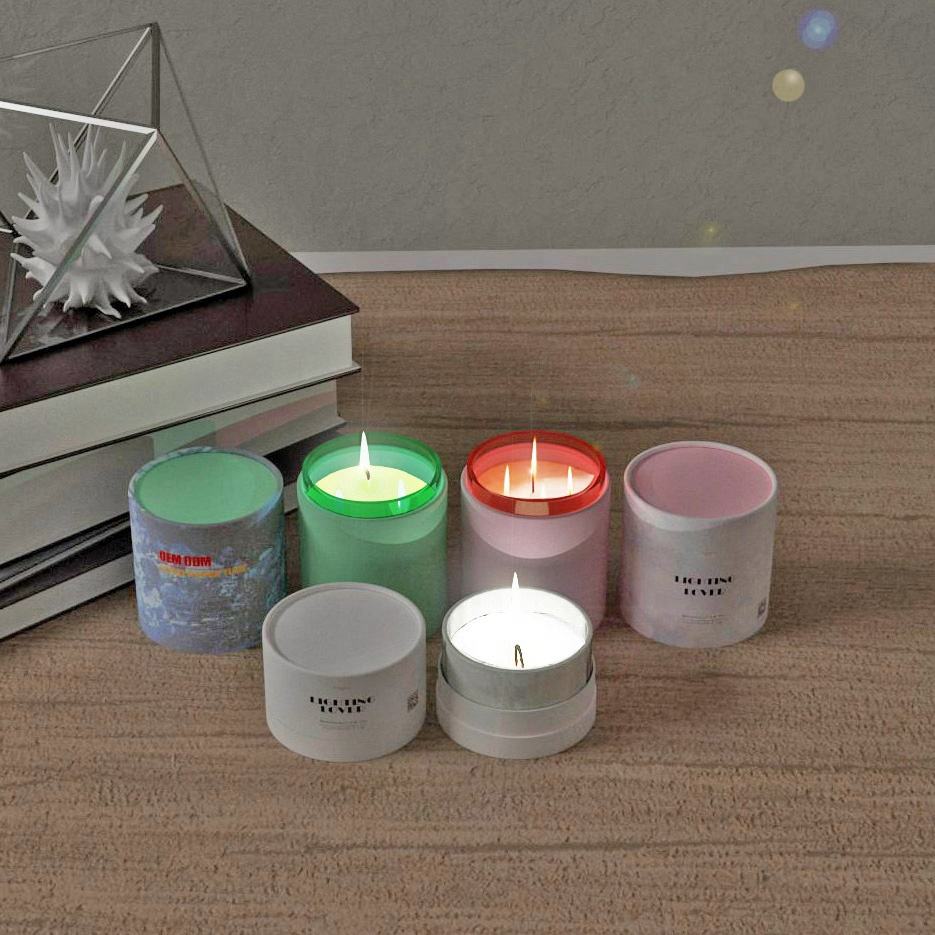 Tubo de embalagem de papel kraft vazio personalizado, feito à mão, vela de cera de soja, cilindro, caixa de tubo redondo de papel de luxo