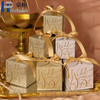 Caixa de presente pequena luxuosa dos doces do casamento caixa rígida do favor do brilho com laminação fosca da folha de ouro e manipulação de impressão de desaparecimento