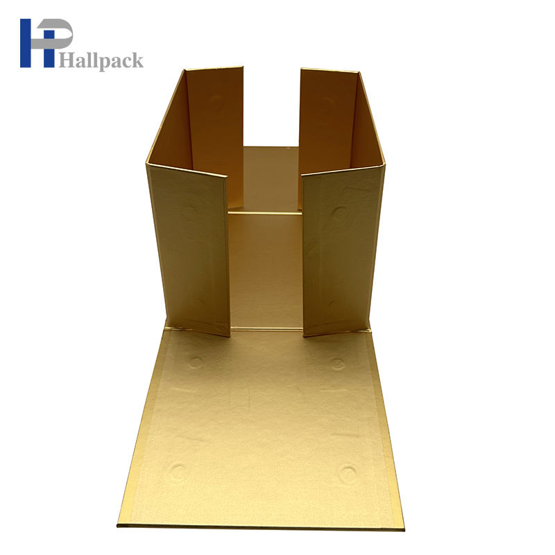 Caixa de papel de embalagem dourada dobrável por atacado caixa de papel com tampa magnética de formato quadrado