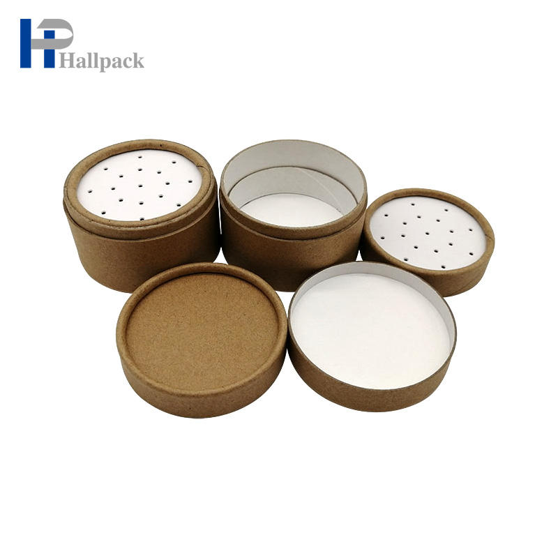 O tubo redondo do papel de embalagem do furo da peneira do pó solto personaliza a caixa de empacotamento redonda da peneira