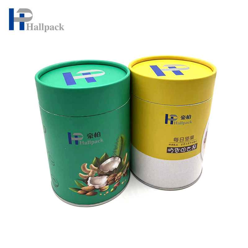 Recipiente de tubo de papel de papelão para chá com tampa redonda de metal por atacado com logotipo personalizado
