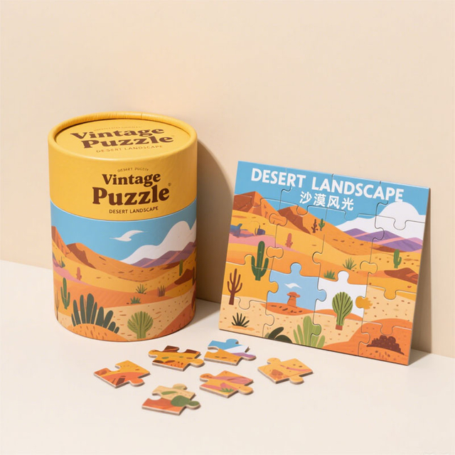 Eco Friendly Kraft Cardboard Round Box Puzzles TUBE