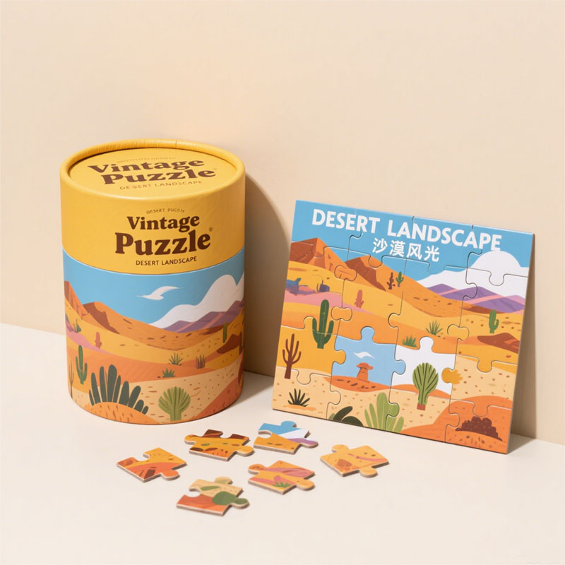Eco Friendly Kraft Cardboard Round Box Puzzles TUBE