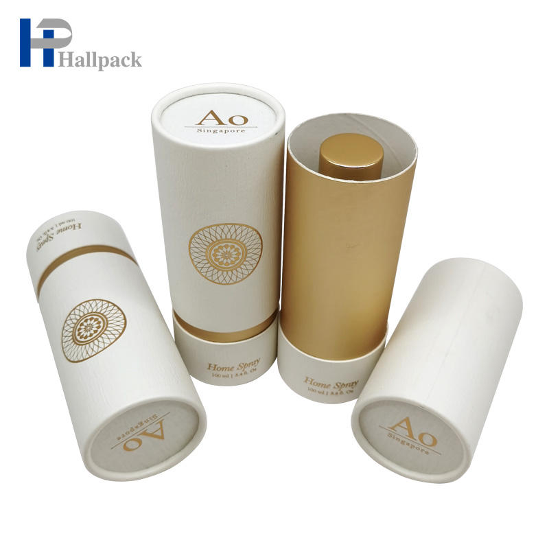 Tubo de papel cosmético biodegradável luxuoso personalizado da caixa do cilindro do cartão que empacota para a garrafa de perfume do óleo essencial