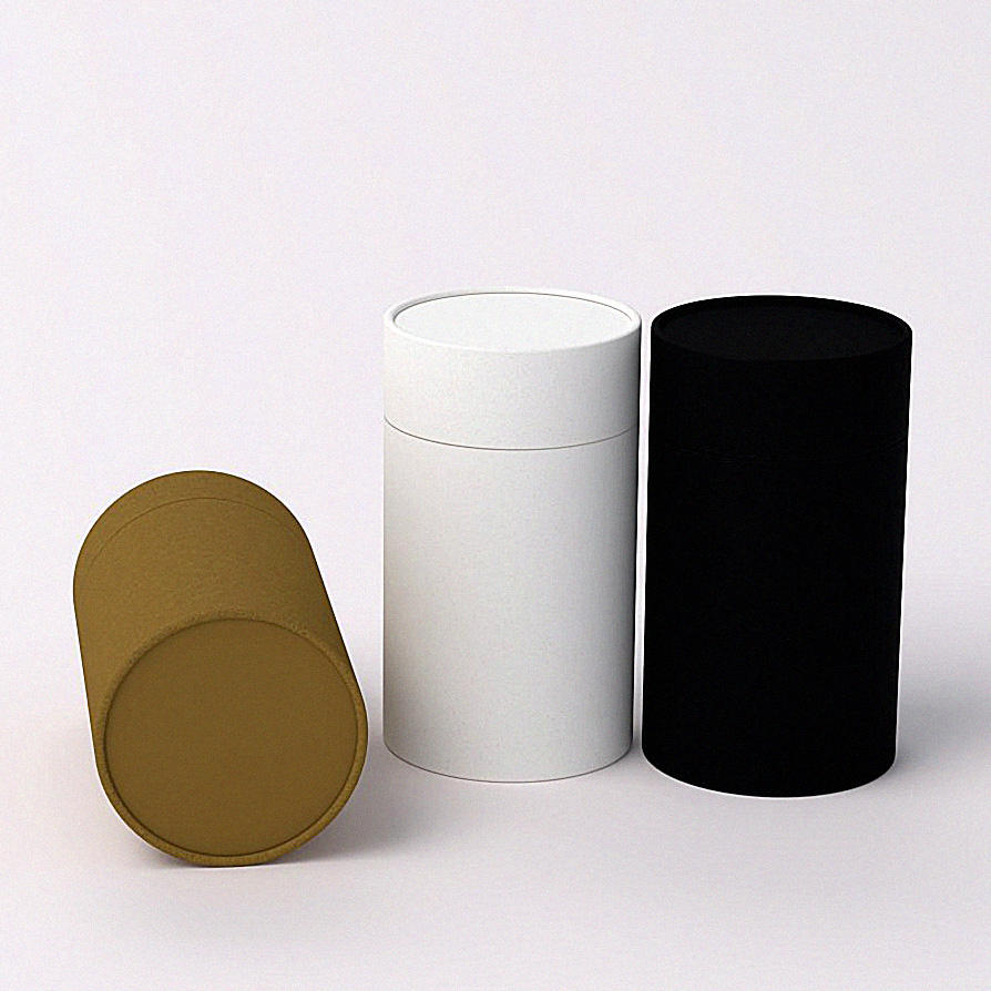Tubo de caixa de papel kraft marrom ecológico de alta qualidade, personalizado, caixa redonda branca, cilindro biodegradável preto, embalagem de tubo de papel