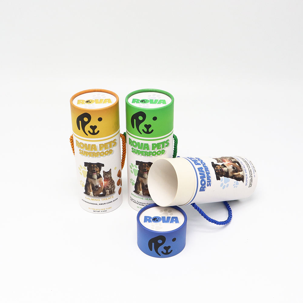 Tubos de empacotamento Eco amigável biodegradável da caixa do cilindro do cartão de Kraft do produto comestível Embalagem do tubo de papel dos alimentos para animais de estimação