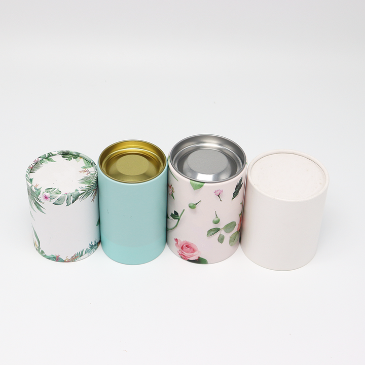 Caixa feita sob encomenda amigável do cilindro do cartão do produto comestível de Eco com o tubo de papel da tampa do metal que empacota para o chá Nuts do café