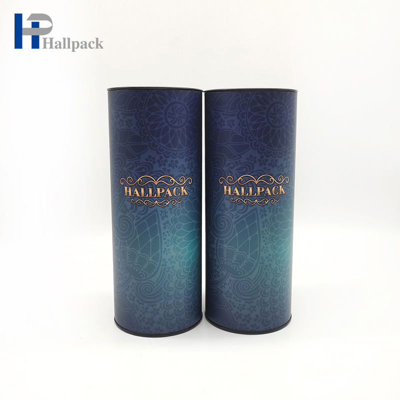 Embalagem de tubo redondo com tampa de metal para recipiente de cilindro de papelão de produto comestível Hallpack