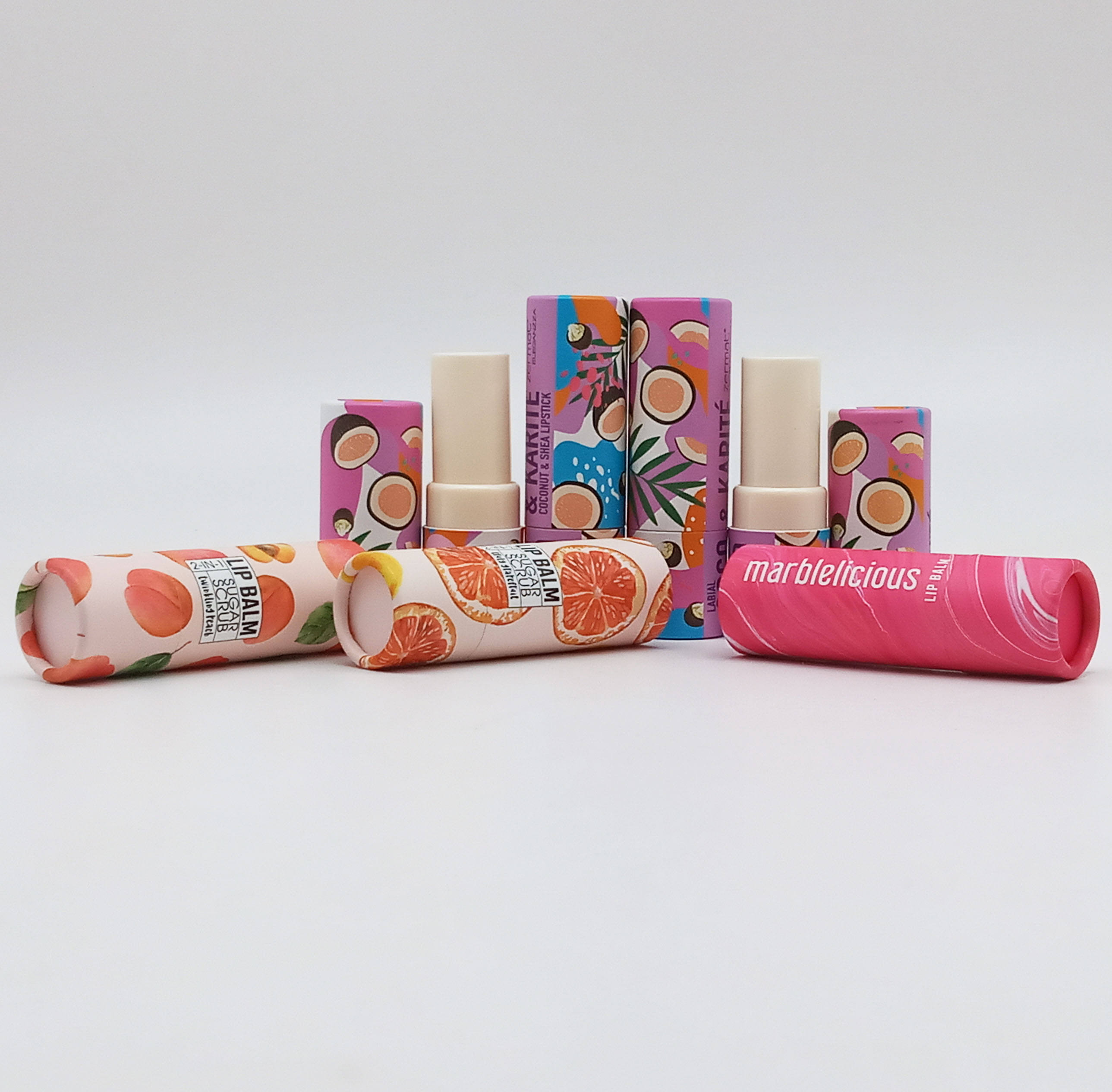 Mini bálsamo labial torcido push up tubo de papel 3,5g recipiente desodorante resistente a óleo