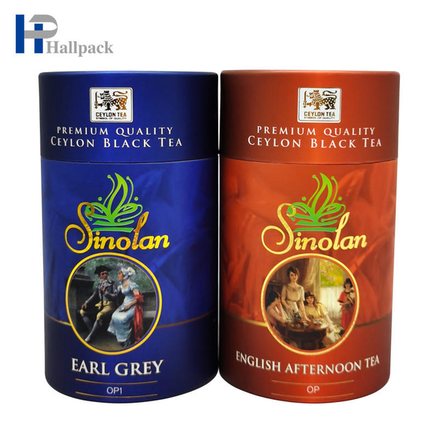 Embalagem de chá em tubo de papel azul Embalagem de tubos de papel de camiseta branca