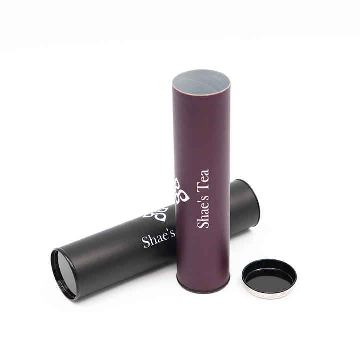 Pacote de caixa redonda de tubo redondo de produto comestível com design personalizado ecológico com papelão de cobertura de metal embalado para nozes, café e chá