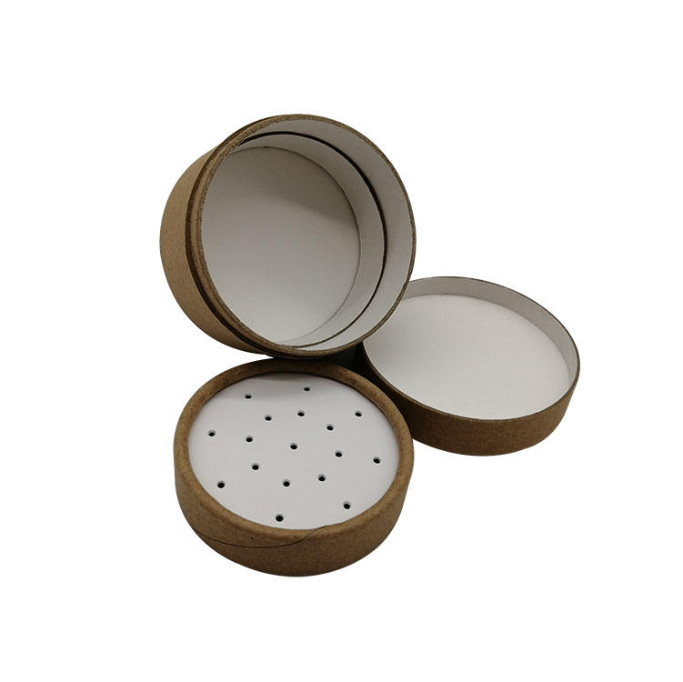 Tubo de papel de design novo personalizado com caixa de pó compacto peneira embalagem tubo kraft preto para shampoo