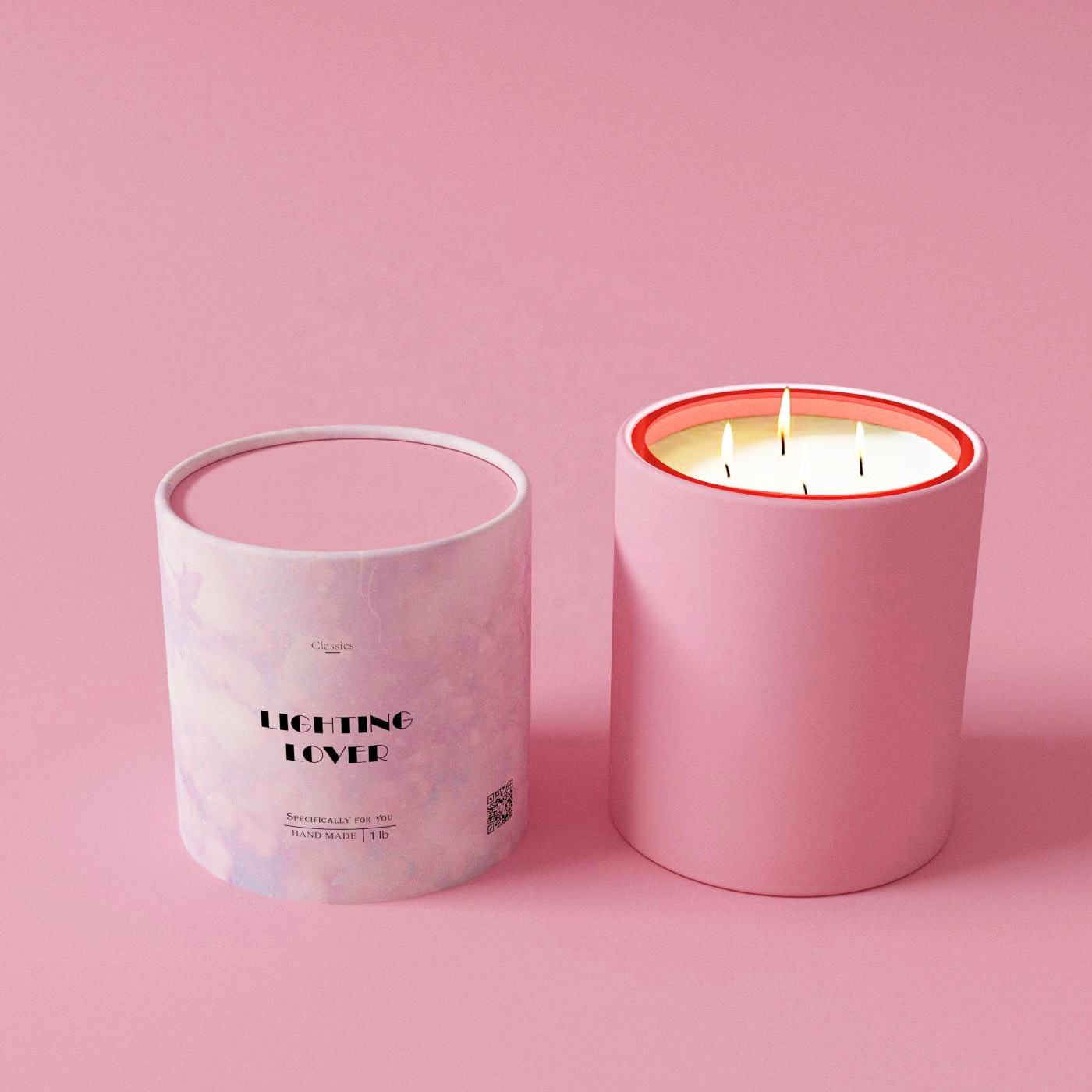 100% Material Reciclado Tubo de Papel Artesanal Personalizado Feito à Mão Cera de Soja Vela de Luxo Jarra de Vidro Tubo de Núcleo de Papel Embalagem de Chá