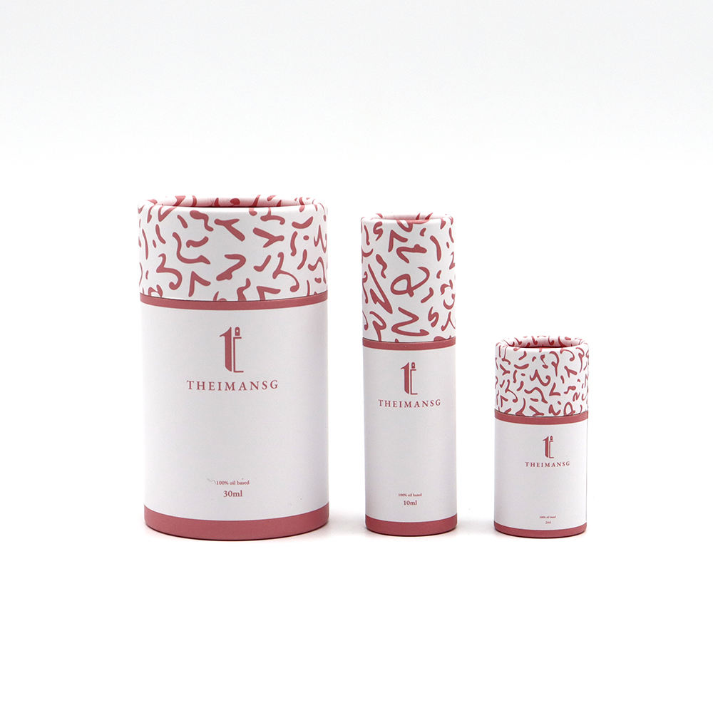 Caixa de cilindro de papelão cosmético biodegradável de luxo personalizado desaparece impressão, manuseio de embalagens de tubo de papel