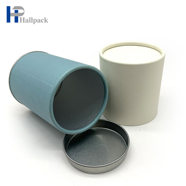 Tubos de papel inferiores de ferro com tampa de ferro embutida para embalagem de chá personalizada reciclada