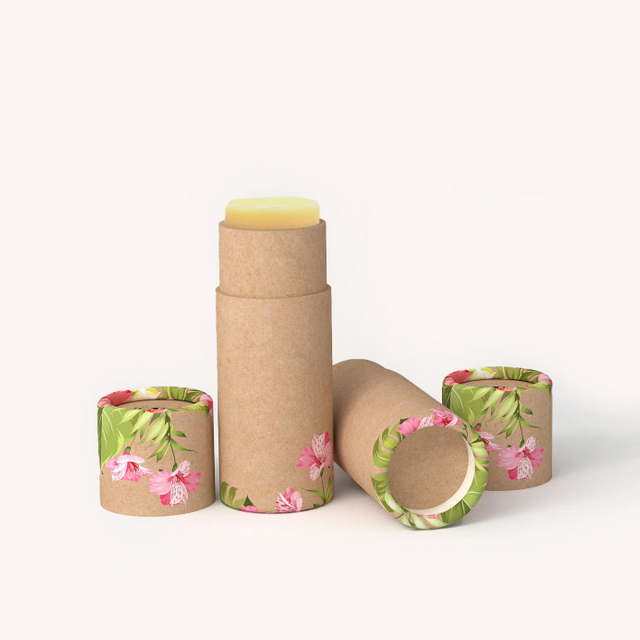 Embalagem de papel desodorante Kraft reciclado de grau superior Tubo de papel colorido Personalizar embalagem de cilindro de barra de loção Ukai de papel
