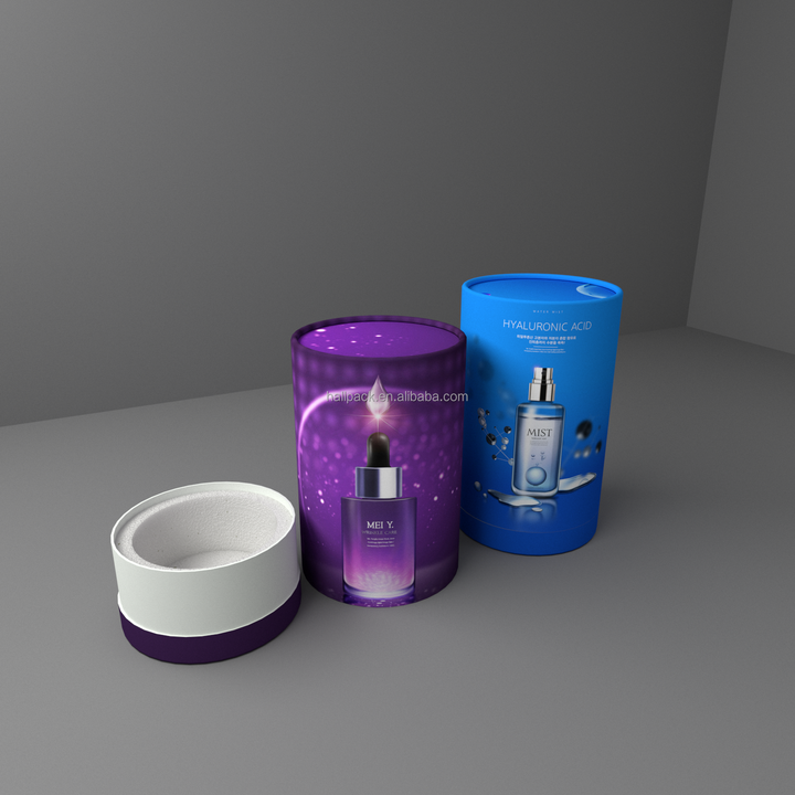 Caixas de tubo de embalagem de papelão kraft reciclado, papel redondo biodegradável com gravação para armazenamento de cosméticos