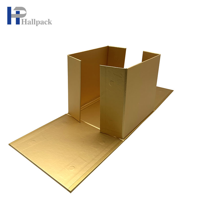 Caixa de papel de embalagem dourada dobrável por atacado caixa de papel com tampa magnética de formato quadrado