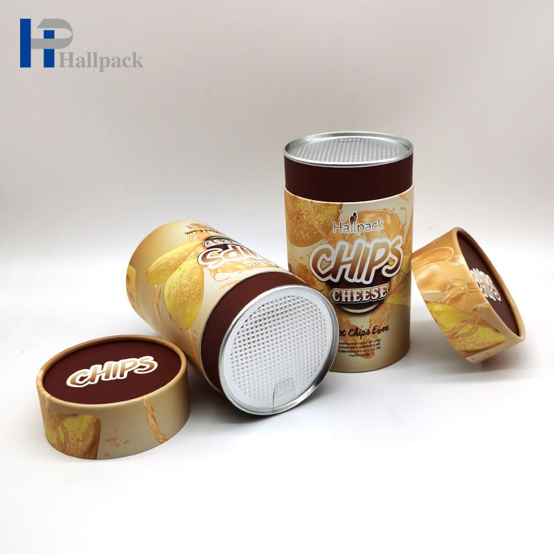 Latas de tubo de papel com tampa interna de rasgo fácil de vedação de qualidade alimentar por atacado